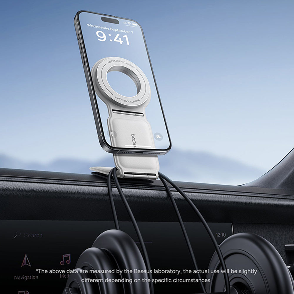 Baseus - Car Holder PrimeTrip Series C02 (C40169002833-00) - PU Leather, 360°, 25N, Versatile Mounting Option - Frosted 