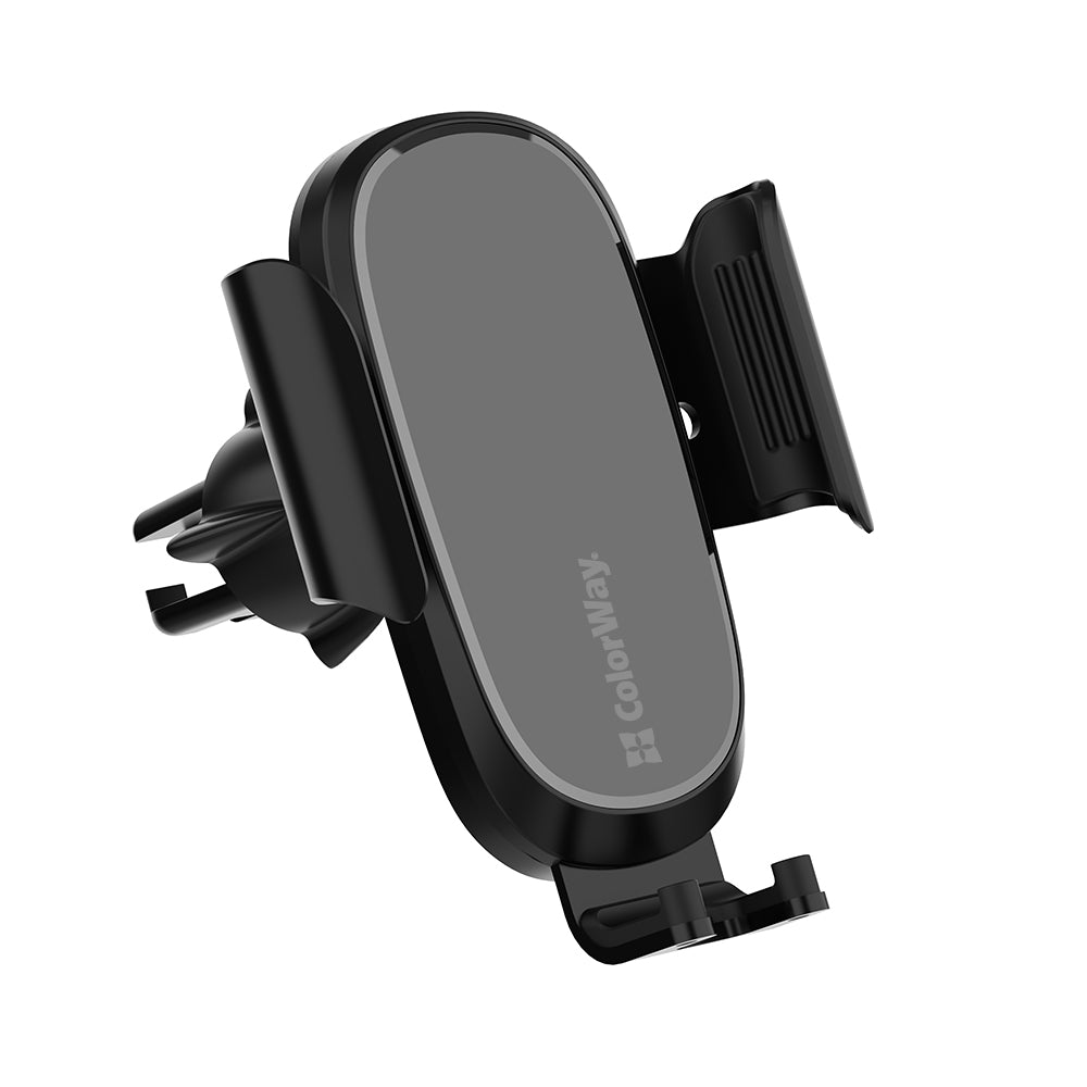 ColorWay - Wireless Gravity Car Holder (CW-CHAW038Q-BK) - for Air Vent, 360°, 15W, Qi, Smart Chip, for 4.7" to 6.8" - Bl