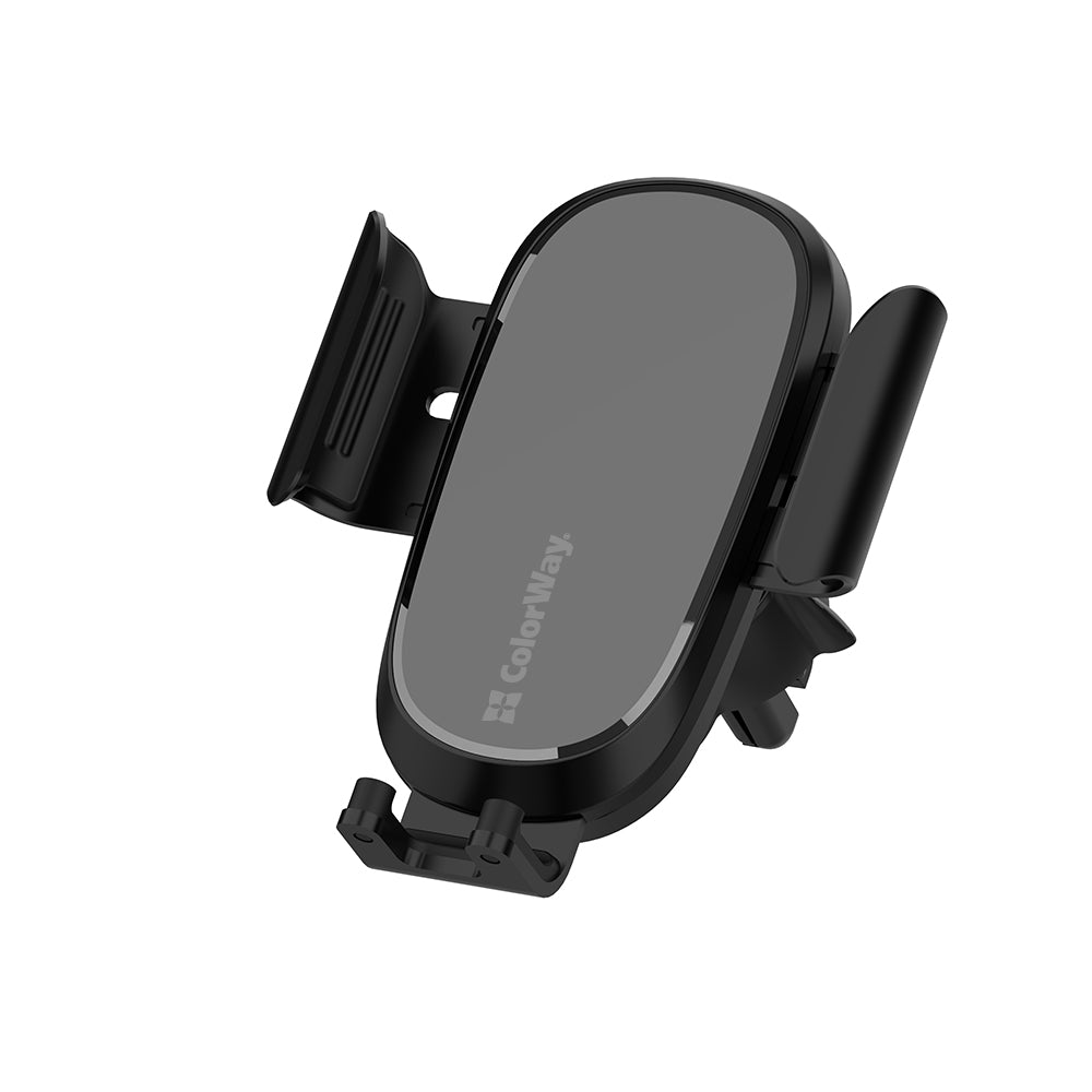 ColorWay - Wireless Gravity Car Holder (CW-CHAW038Q-BK) - for Air Vent, 360°, 15W, Qi, Smart Chip, for 4.7" to 6.8" - Bl