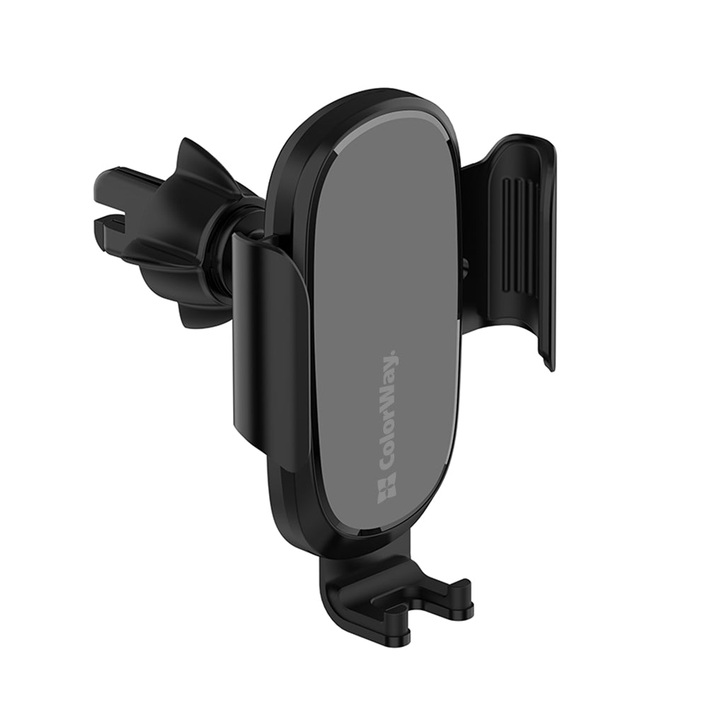 ColorWay - Wireless Gravity Car Holder (CW-CHAW038Q-BK) - for Air Vent, 360°, 15W, Qi, Smart Chip, for 4.7" to 6.8" - Bl