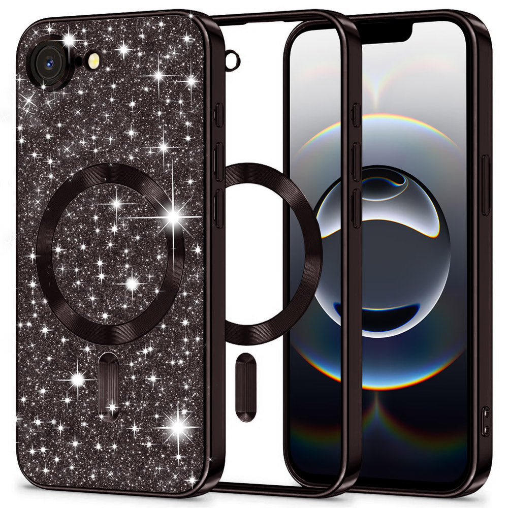 Techsuit - Luxury Glitter MagSafe - iPhone 16e / iPhone 17e - Black