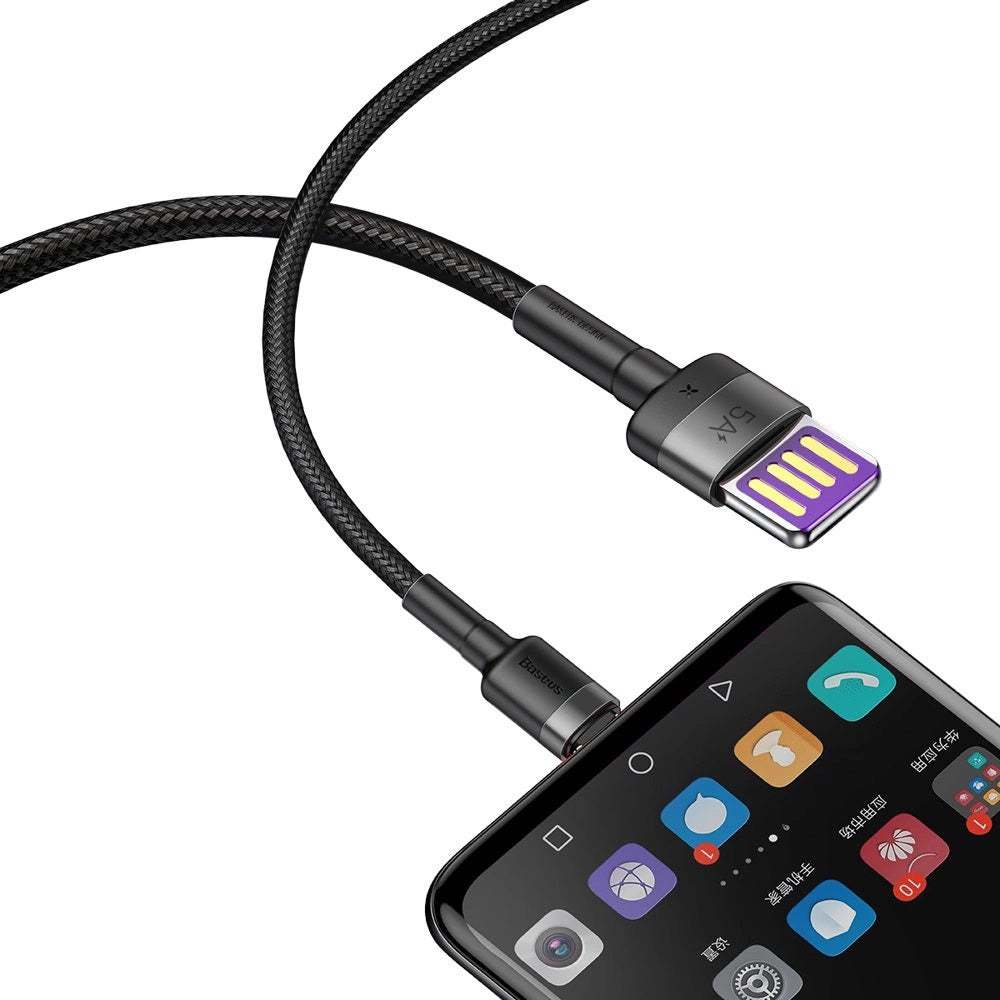 Baseus - Data Cable Cafule Series Metal (CATKLF-PG1) - USB to Type-C, Fast Charging, 40W, 5A, Nylon Braid, Velcro, 1m - 