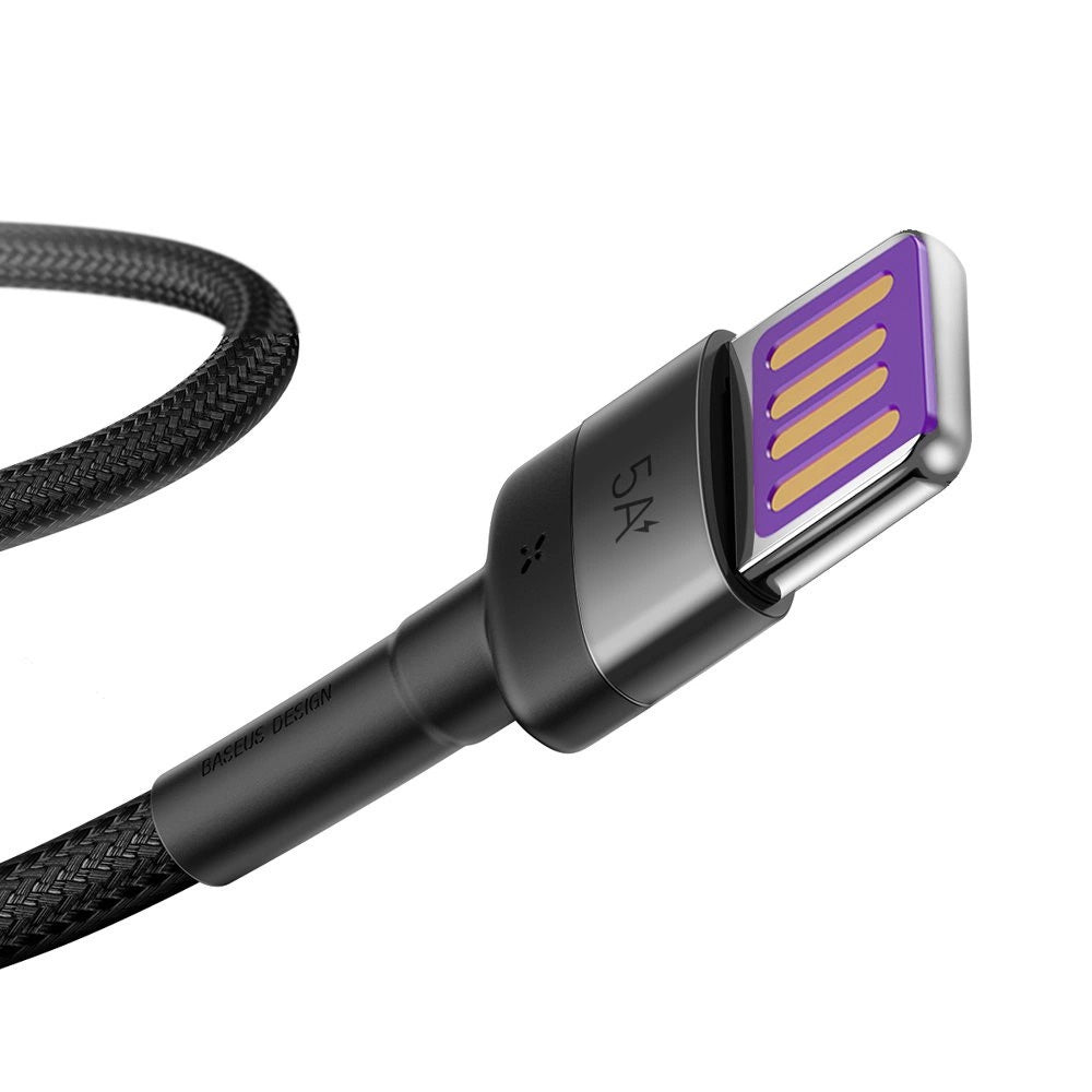 Baseus - Data Cable Cafule Series Metal (CATKLF-PG1) - USB to Type-C, Fast Charging, 40W, 5A, Nylon Braid, Velcro, 1m - 