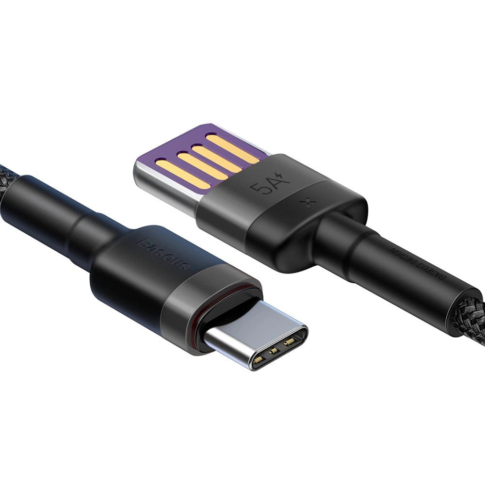 Baseus - Data Cable Cafule Series Metal (CATKLF-PG1) - USB to Type-C, Fast Charging, 40W, 5A, Nylon Braid, Velcro, 1m - 