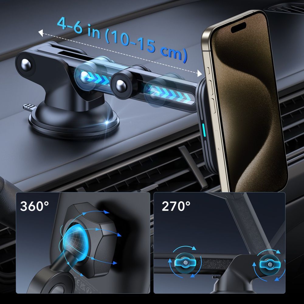 ESR - Car Holder with Wireless Charging Qi2 HaloLock - with CryoBoost, MagSafe Compatible, 15W, for Dashboard - Black