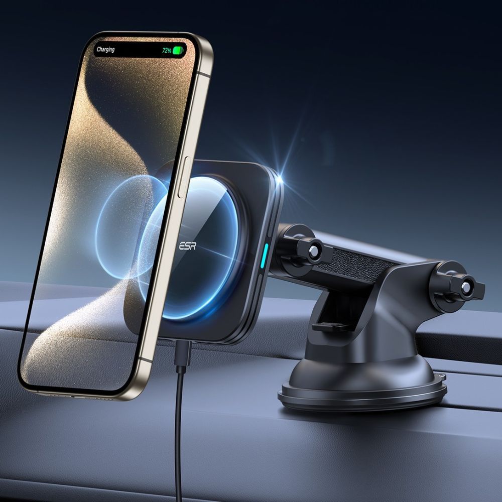 ESR - Car Holder with Wireless Charging Qi2 HaloLock - with CryoBoost, MagSafe Compatible, 15W, for Dashboard - Black