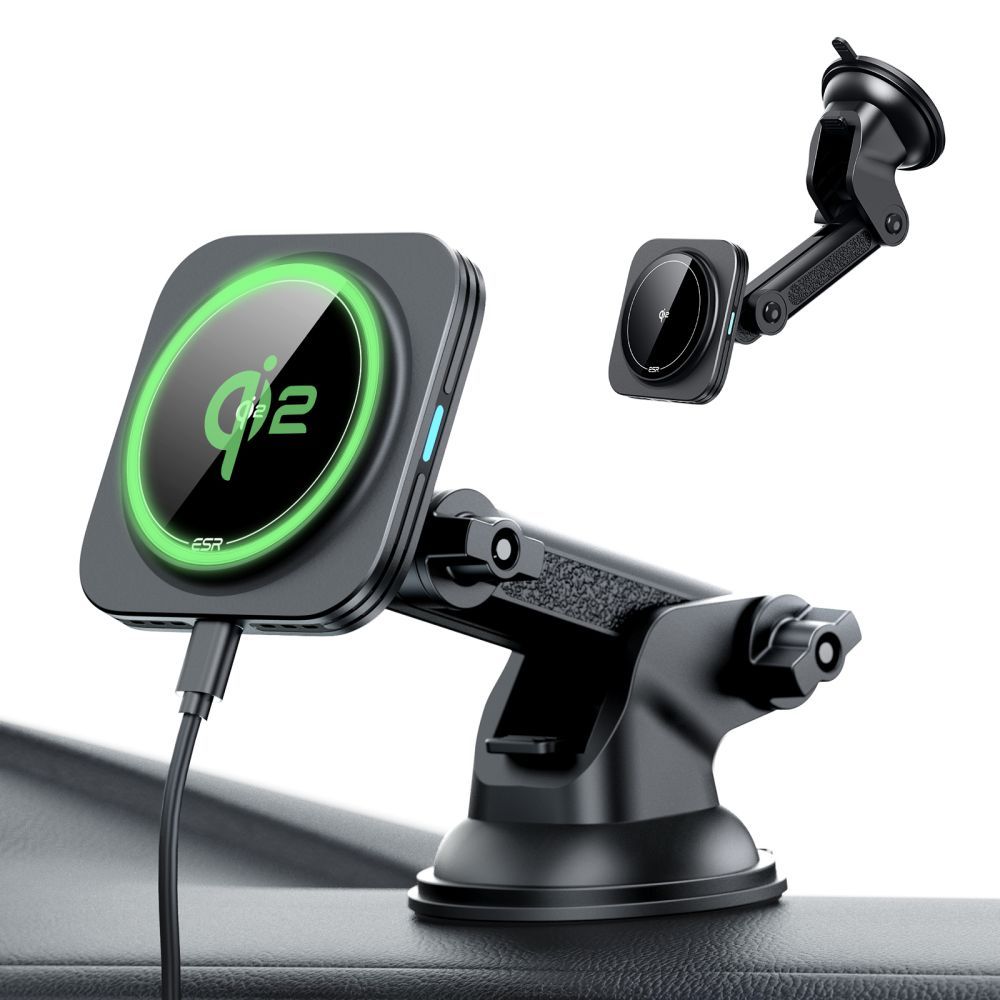 ESR - Car Holder with Wireless Charging Qi2 HaloLock - with CryoBoost, MagSafe Compatible, 15W, for Dashboard - Black