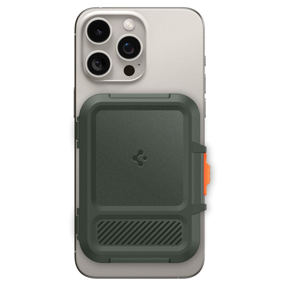 Spigen - Magnetic Card Holder Lock Fit MagSafe (AFA08528) - Universal, for Card / Cash - Military Green