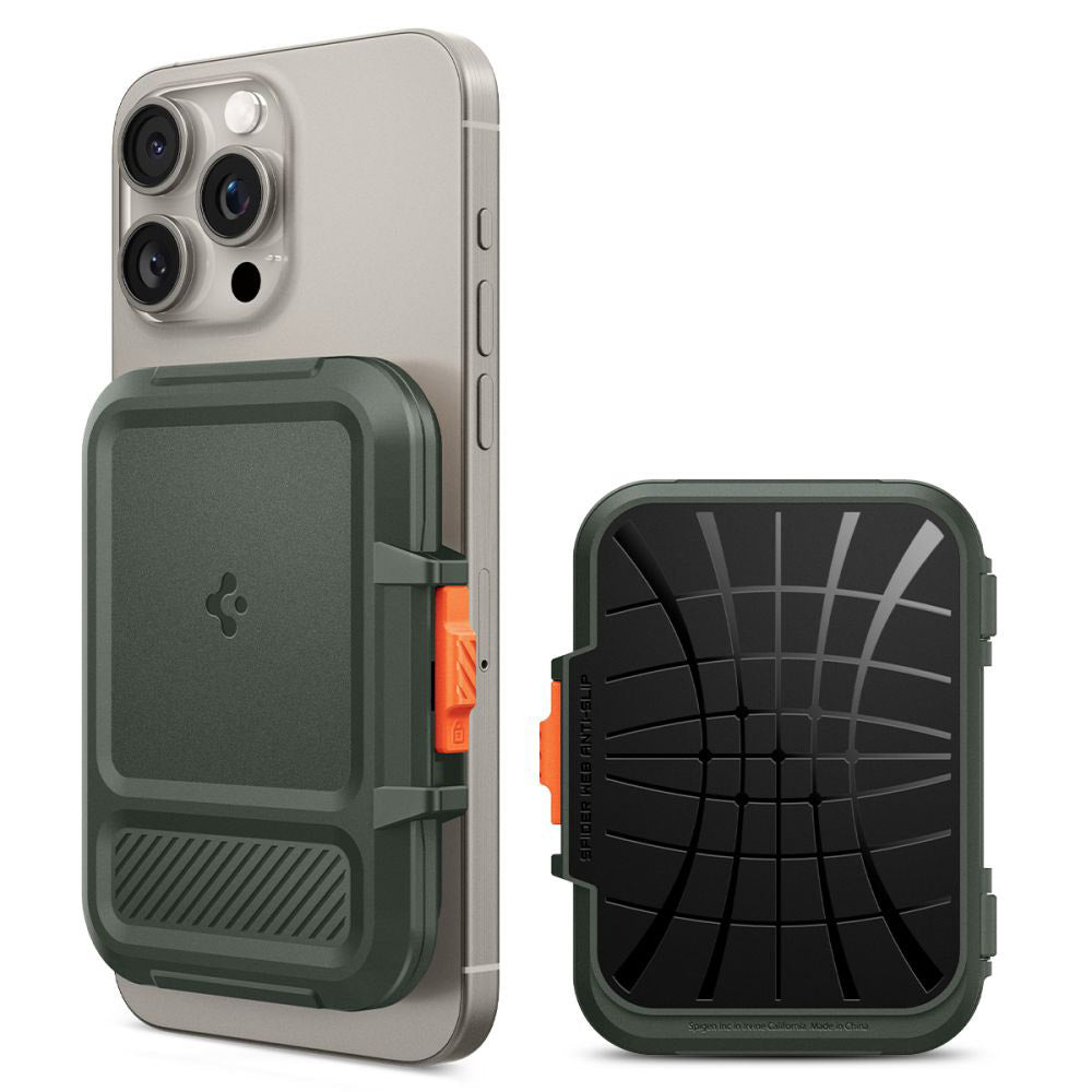 Spigen - Magnetic Card Holder Lock Fit MagSafe (AFA08528) - Universal, for Card / Cash - Military Green