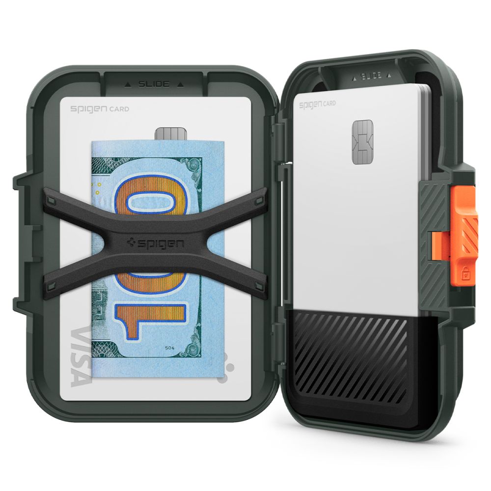 Spigen - Magnetic Card Holder Lock Fit MagSafe (AFA08528) - Universal, for Card / Cash - Military Green