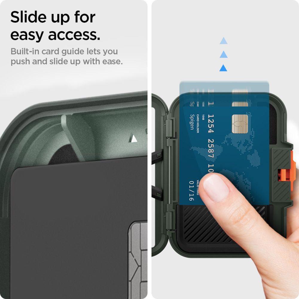 Spigen - Magnetic Card Holder Lock Fit MagSafe (AFA08528) - Universal, for Card / Cash - Military Green