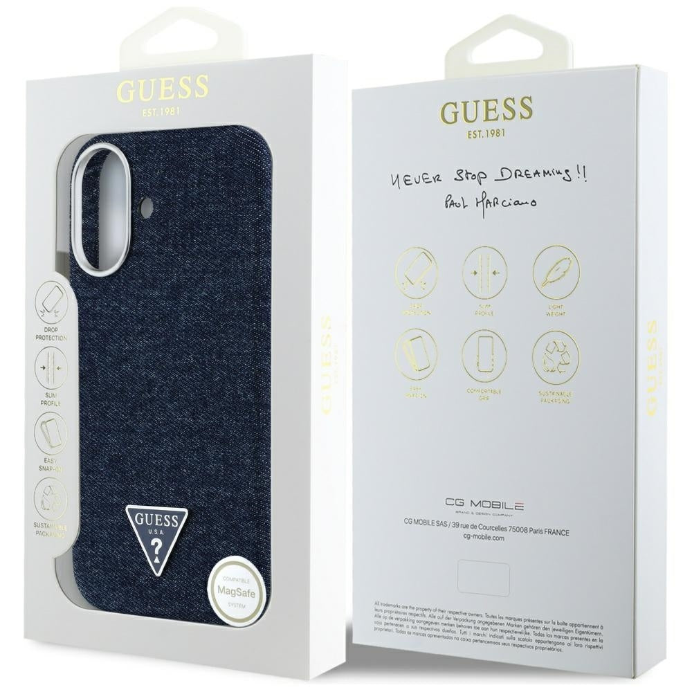 Guess - Denim Triangle Logo MagSafe (GUHMP16SRJFWTLB) - iPhone 16 - Blue