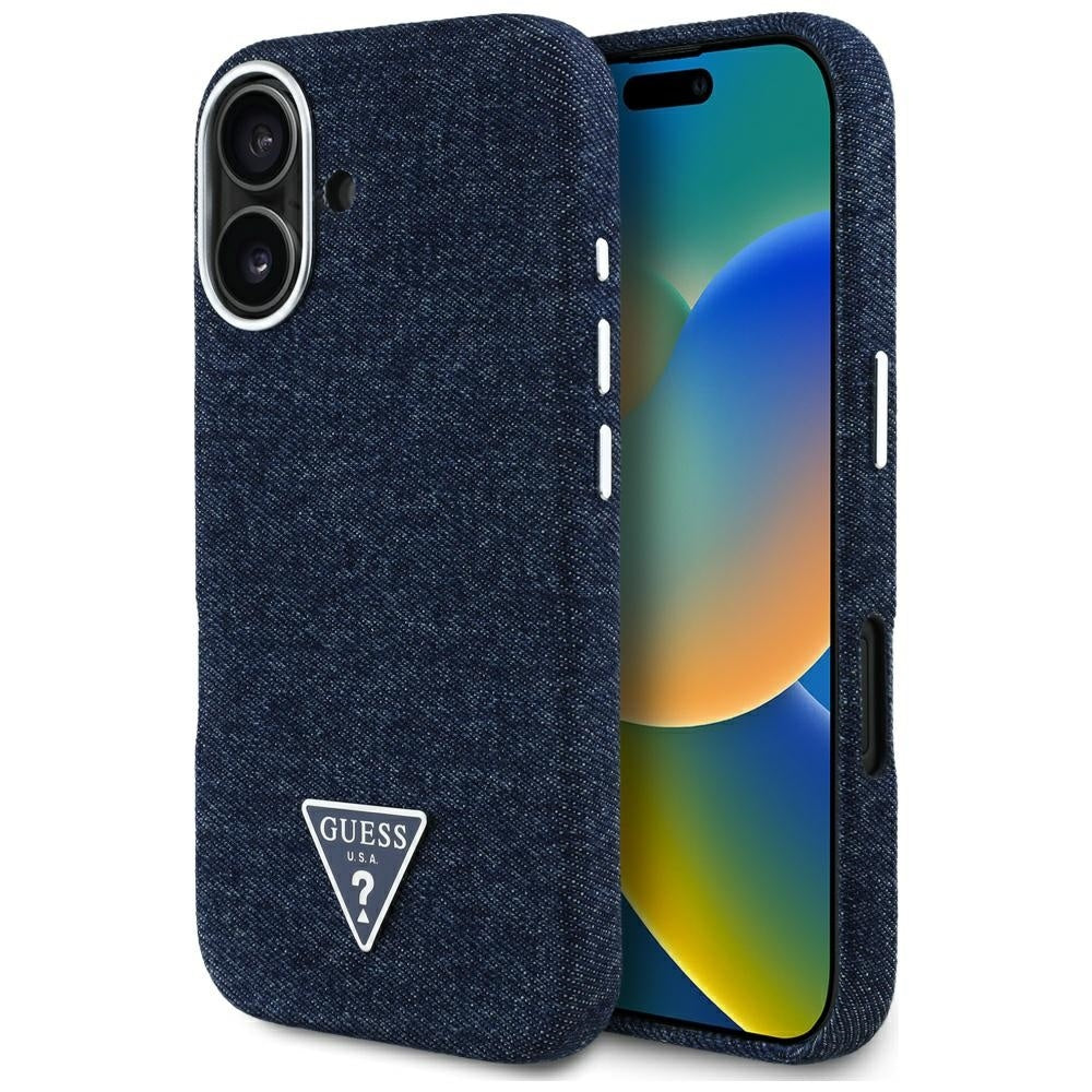Guess - Denim Triangle Logo MagSafe (GUHMP16SRJFWTLB) - iPhone 16 - Blue