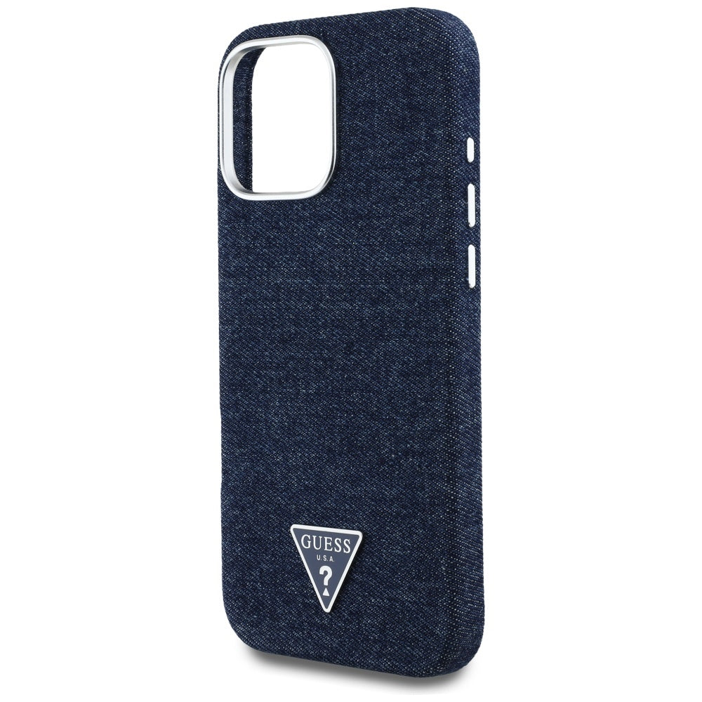 Guess - Denim Triangle Logo MagSafe (GUHMP16XRJFWTLB) - iPhone 16 Pro Max - Blue