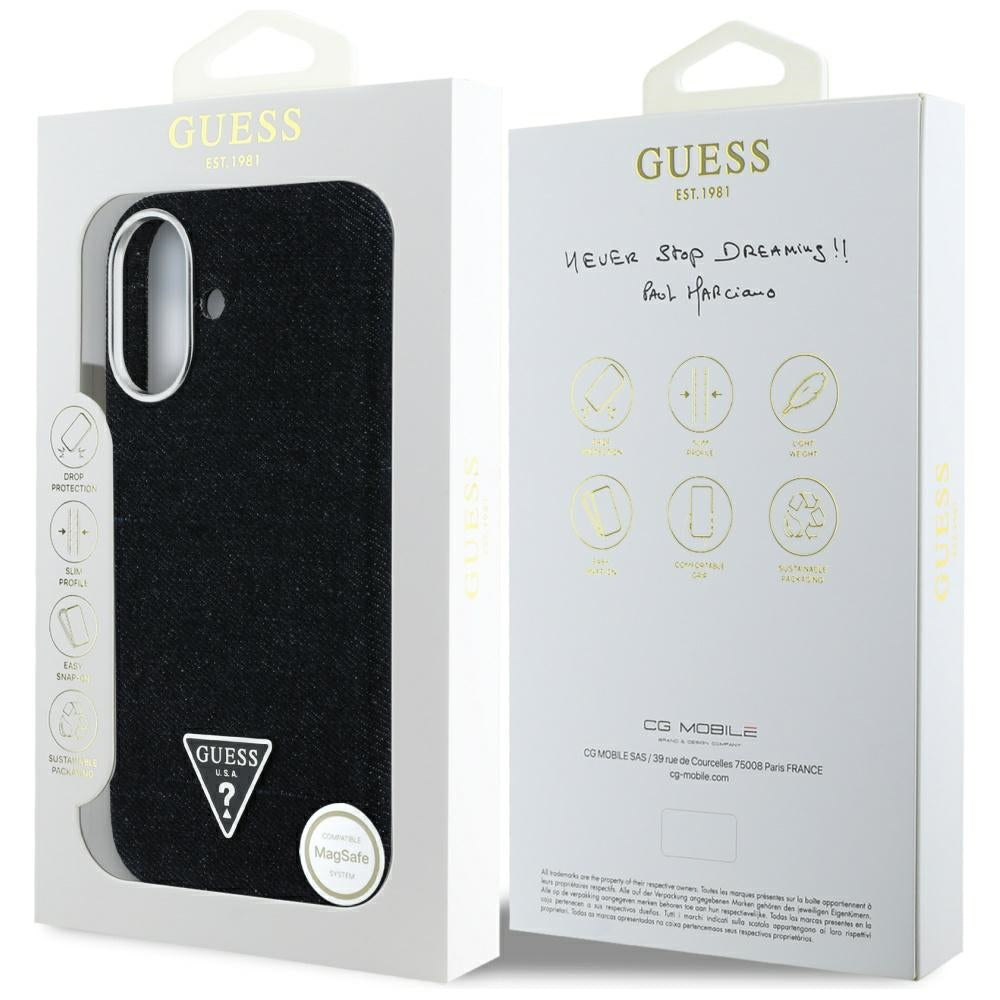 Guess - Denim Triangle Logo MagSafe (GUHMP16SRJFWTLK) - iPhone 16 - Black