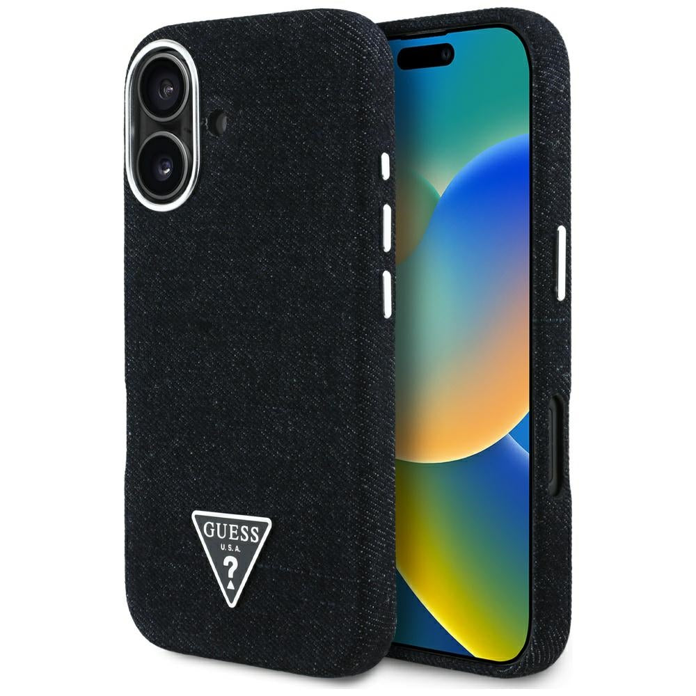 Guess - Denim Triangle Logo MagSafe (GUHMP16SRJFWTLK) - iPhone 16 - Black