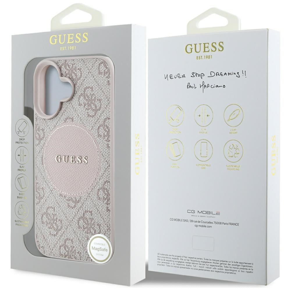 Guess Husa de protectie Guess 4G Circle Classic Logo MagSafe (GUHMP16SP4PGRSGP) compatibil cu iPhone 16, Roz – imagine 7