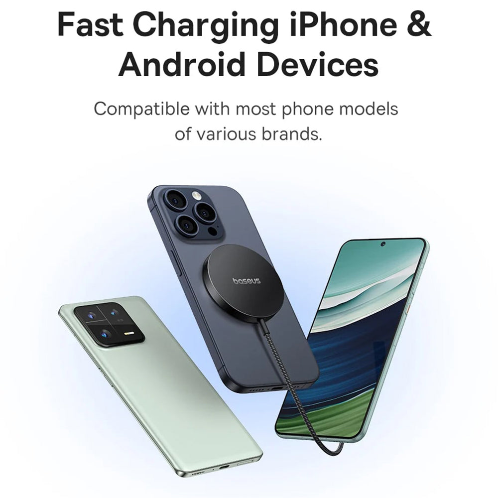 Baseus - Magnetic Wireless Charger Simple Mini4 Air (P10278200S11-00) - Fast Charging, Cable Type-C, Qi2, 15W - Frost Si