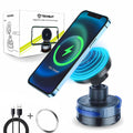 Techsuit - Premium Car Holder with Wireless Charging (HOLD253) - MagSafe N52 Magnets, Powerful Suction Cup, Dashboard - 