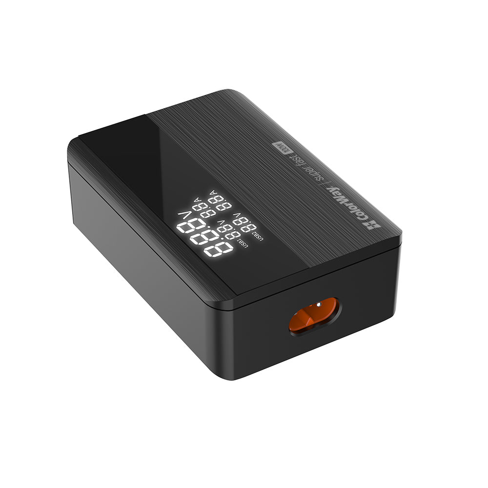 ColorWay - Charger Cable Adapter (CW-CHS041PD-BK) - 2xUSB QC, 2xType-C PD3.0 PPS, Huawei FCP, VOOC, 100W, LED Display - 