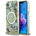 Guess - IML Metal Glitter Flowers Triangle MagSafe (GUHMPSE4HFLPEDN) - iPhone 16e / iPhone 17e - Green