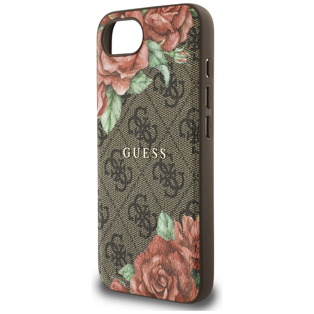 Husa pentru iPhone 16e / iPhone 17e - Guess Hardcase 4G Flower Print MagSafe (GUHMPSE4P4ROPEMCW) - Brown
