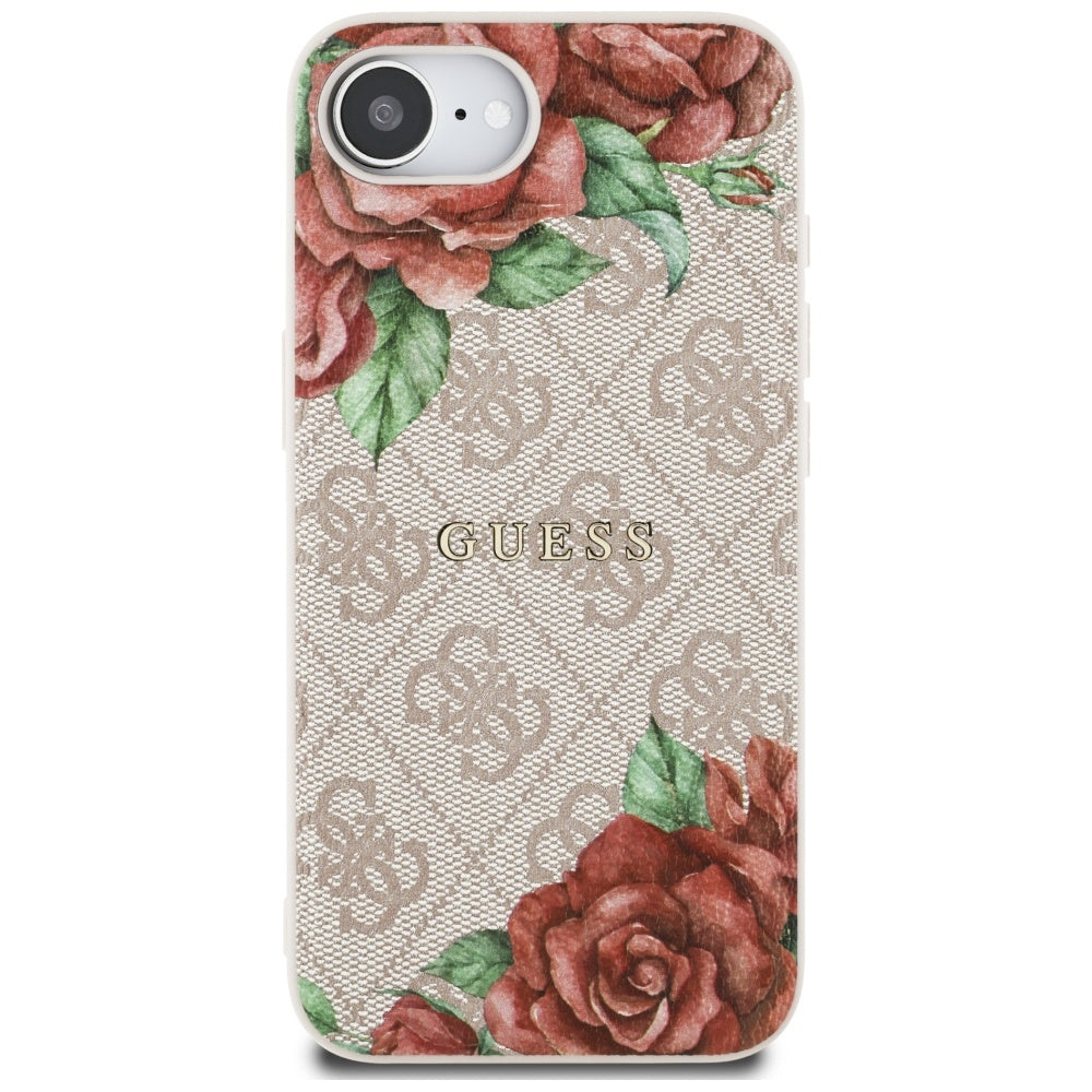 Husa pentru iPhone 16e / iPhone 17e - Guess Hardcase 4G Flower Print MagSafe (GUHMPSE4P4ROPEMCP) - Pink