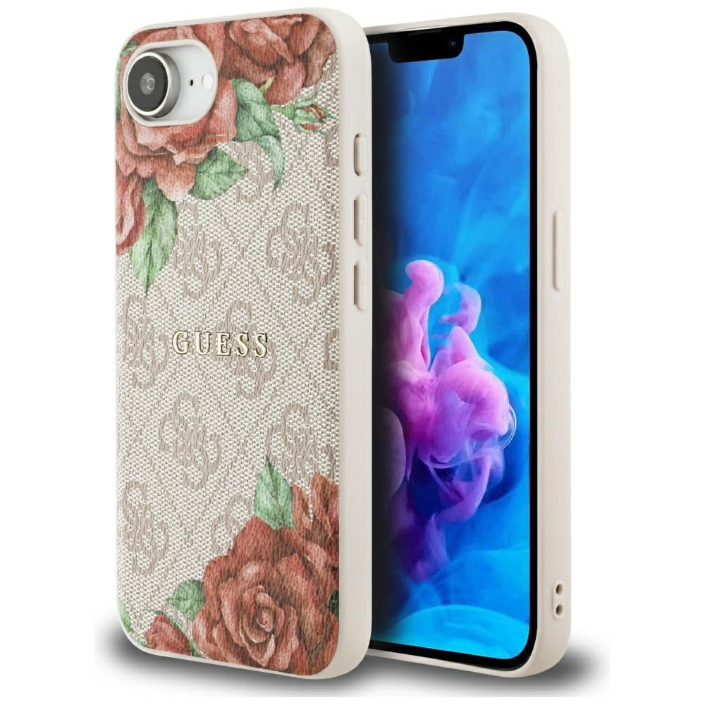 Husa pentru iPhone 16e / iPhone 17e - Guess Hardcase 4G Flower Print MagSafe (GUHMPSE4P4ROPEMCP) - Pink