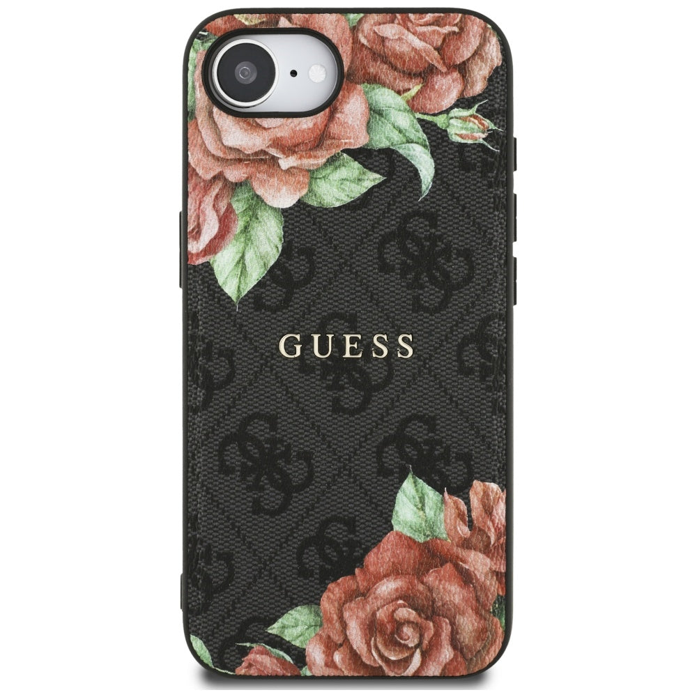 Husa pentru iPhone 16e / iPhone 17e - Guess Hardcase 4G Flower Print MagSafe (GUHMPSE4P4ROPEMCK) - Black