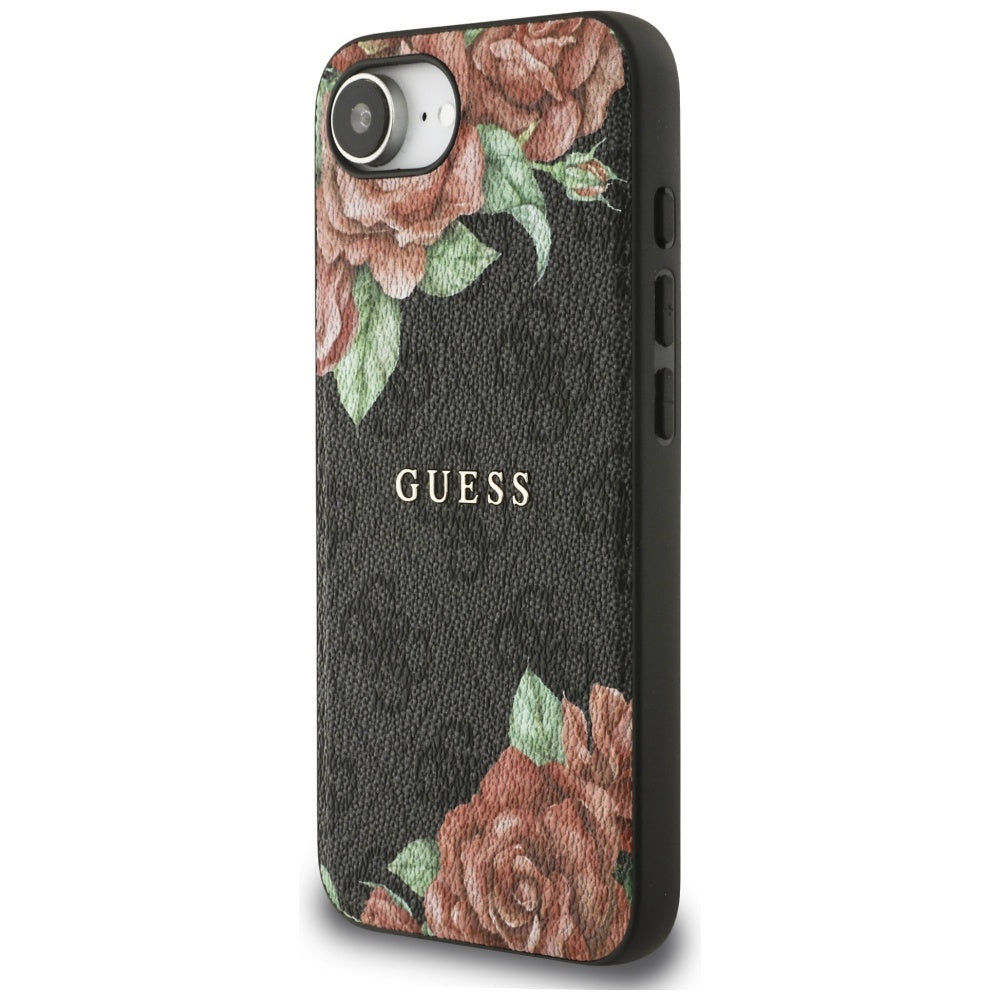 Husa pentru iPhone 16e / iPhone 17e - Guess Hardcase 4G Flower Print MagSafe (GUHMPSE4P4ROPEMCK) - Black