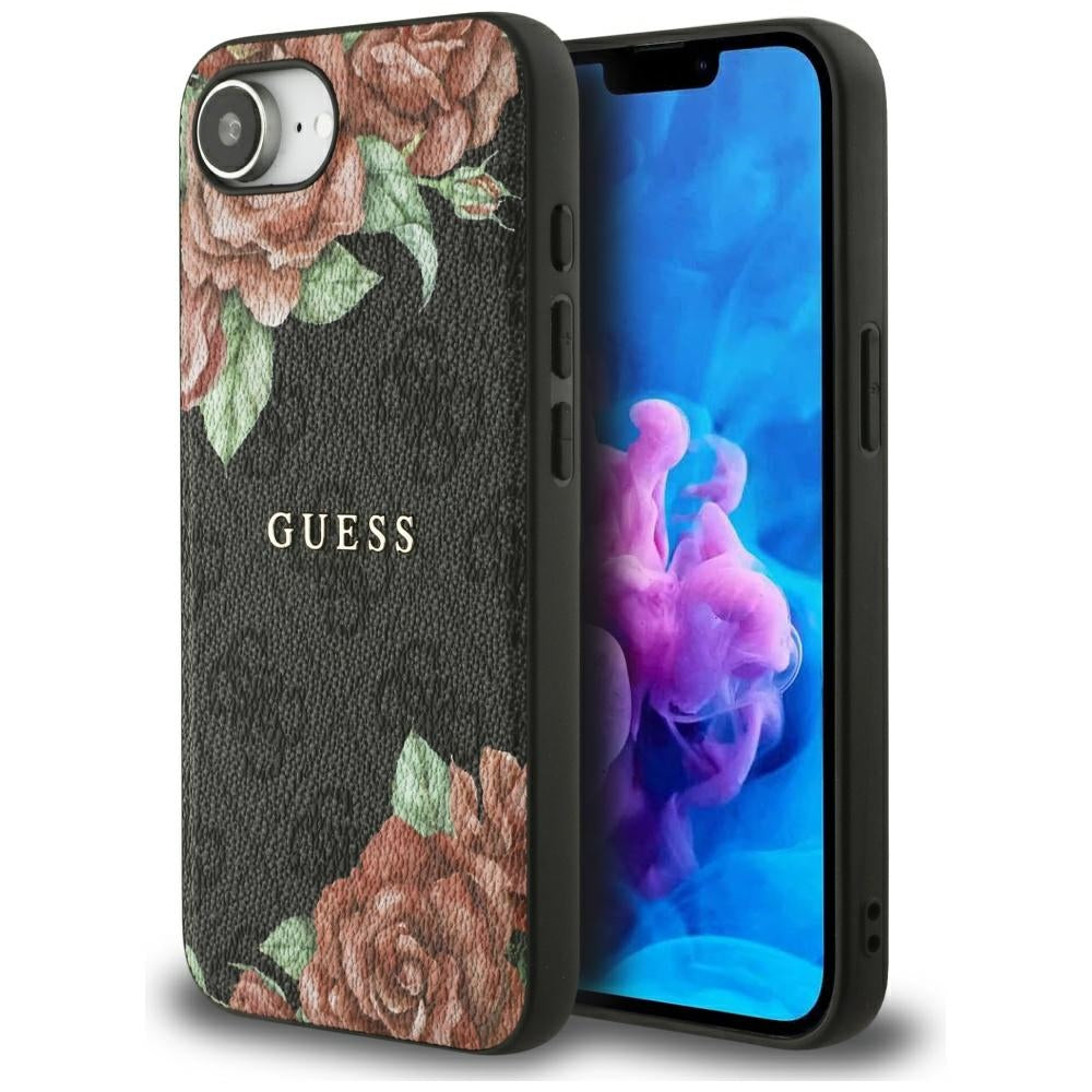 Husa pentru iPhone 16e / iPhone 17e - Guess Hardcase 4G Flower Print MagSafe (GUHMPSE4P4ROPEMCK) - Black