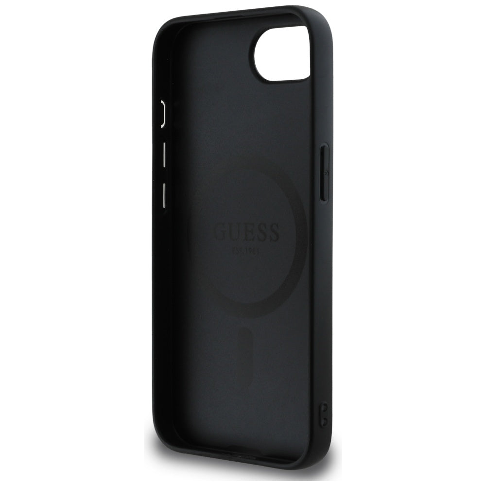 Guess - Peony Grained Hot Stamp Triangle Logo MagSafe (GUHMPSE4PGBTMK) - iPhone 16e / iPhone 17e - Black