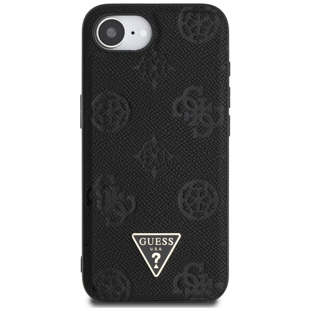 Guess - Peony Grained Hot Stamp Triangle Logo MagSafe (GUHMPSE4PGBTMK) - iPhone 16e / iPhone 17e - Black