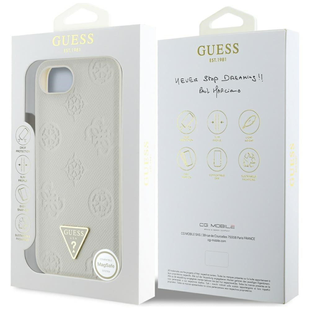 Guess - Peony Grained Hot Stamp Triangle Logo MagSafe (GUHMPSE4PGBTME) - iPhone 16e / iPhone 17e - Beige