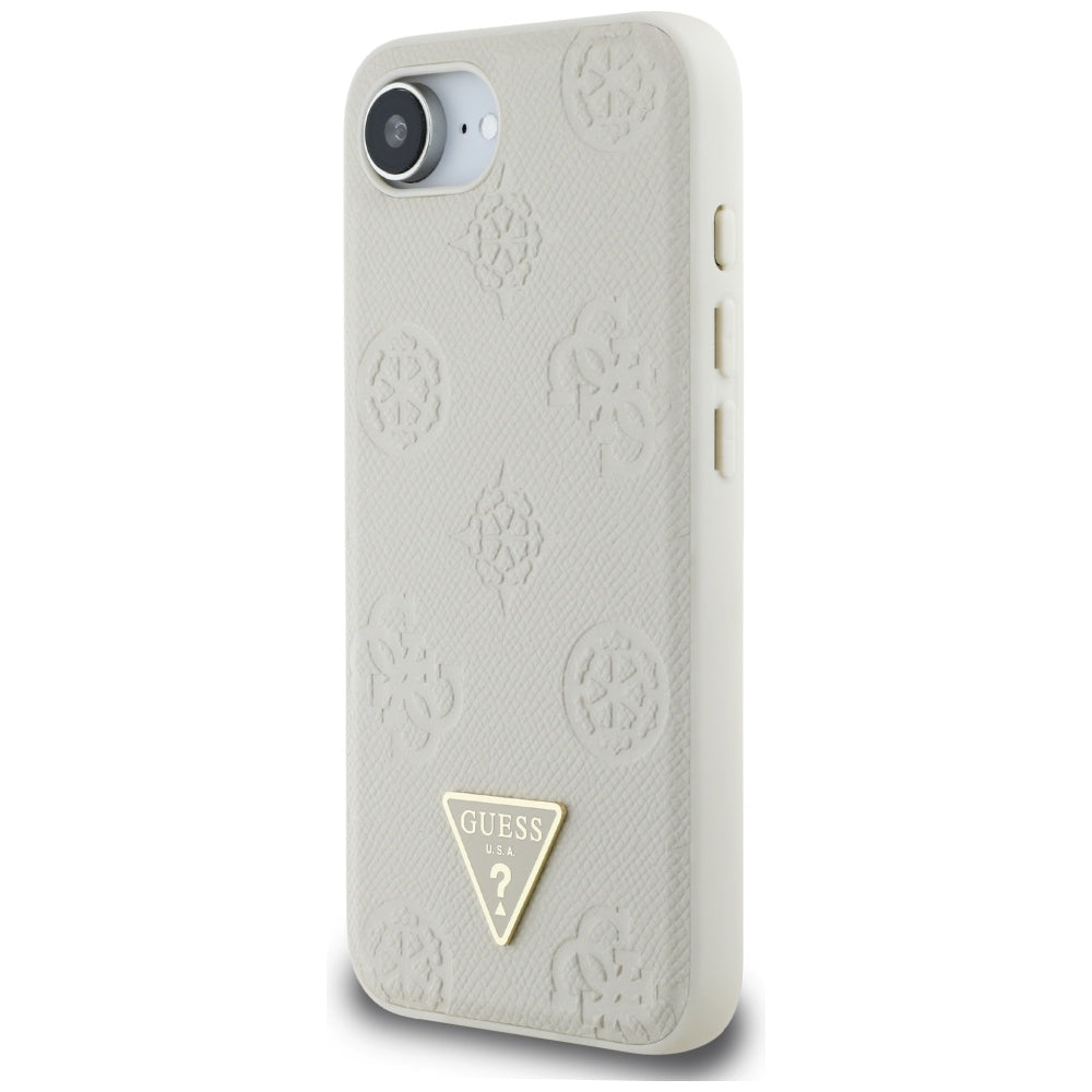 Guess - Peony Grained Hot Stamp Triangle Logo MagSafe (GUHMPSE4PGBTME) - iPhone 16e / iPhone 17e - Beige