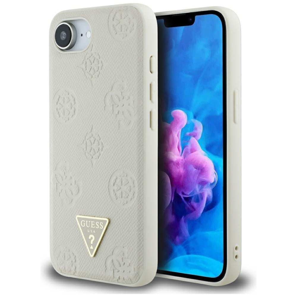 Guess - Peony Grained Hot Stamp Triangle Logo MagSafe (GUHMPSE4PGBTME) - iPhone 16e / iPhone 17e - Beige