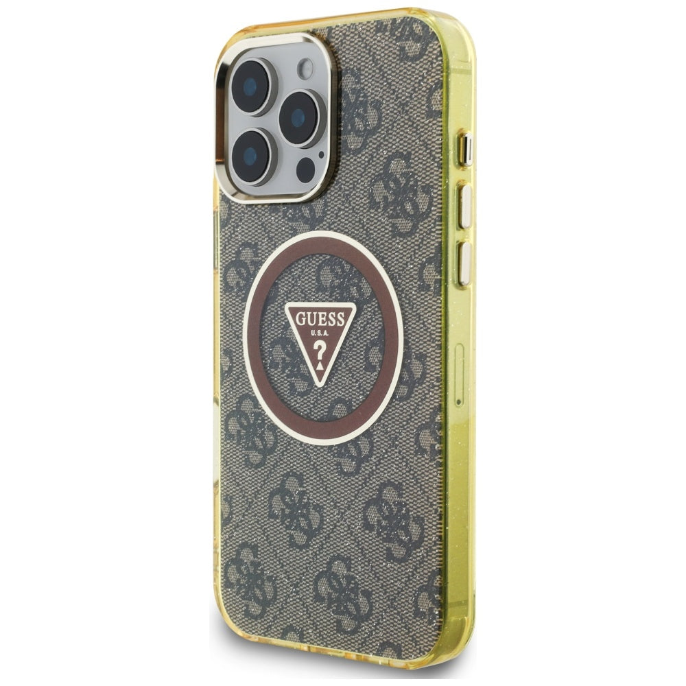 Guess - IML Metal Glitter 4G Circle Triangle MagSafe (GUHMP16XHG4PRTGW) - iPhone 16 Pro Max - Brown