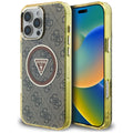 Guess - IML Metal Glitter 4G Circle Triangle MagSafe (GUHMP16LHG4PRTGW) - iPhone 16 Pro - Brown