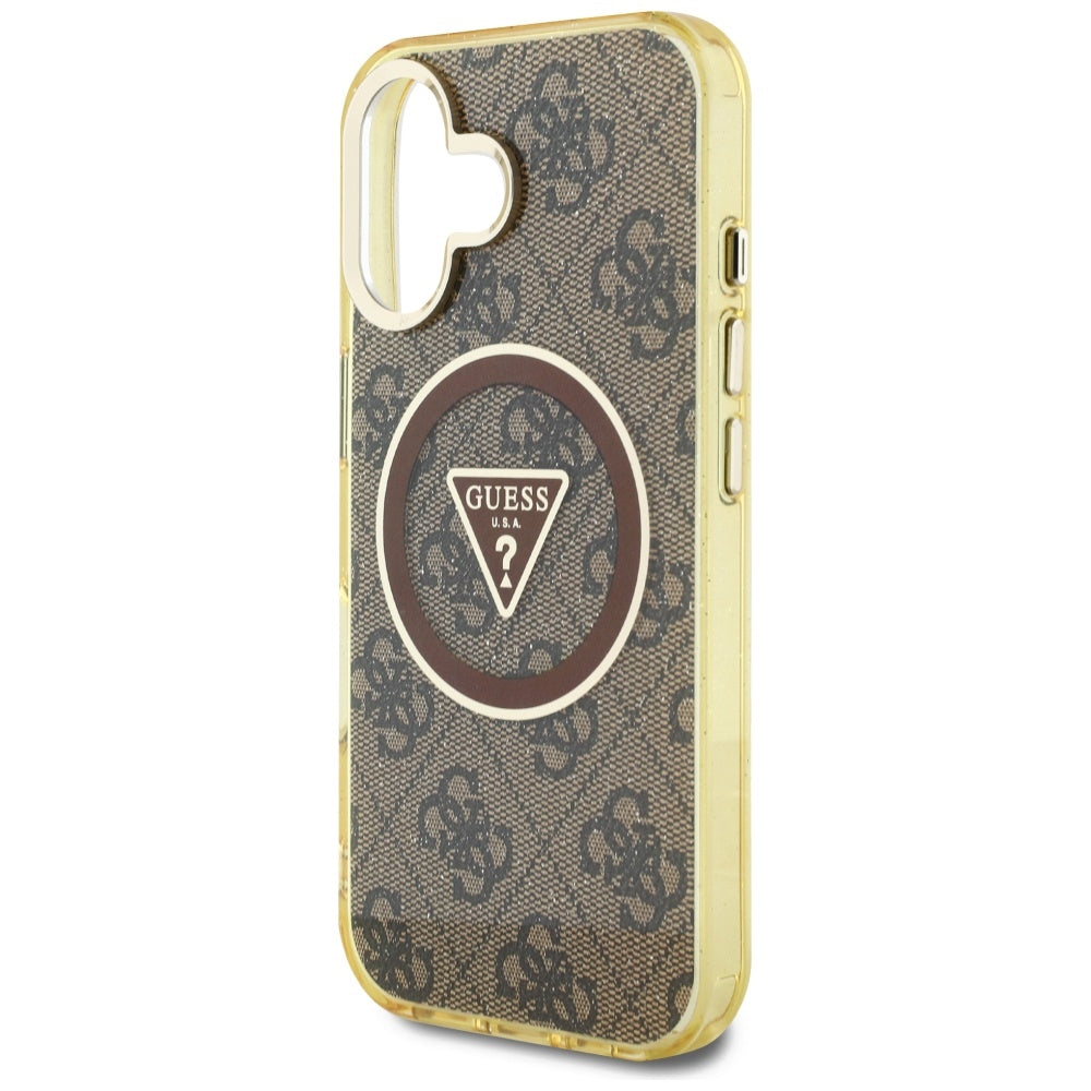 Guess - IML Metal Glitter 4G Circle Triangle MagSafe (GUHMP16SHG4PRTGW) - iPhone 16 - Brown
