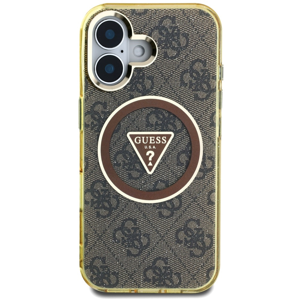 Guess - IML Metal Glitter 4G Circle Triangle MagSafe (GUHMP16SHG4PRTGW) - iPhone 16 - Brown