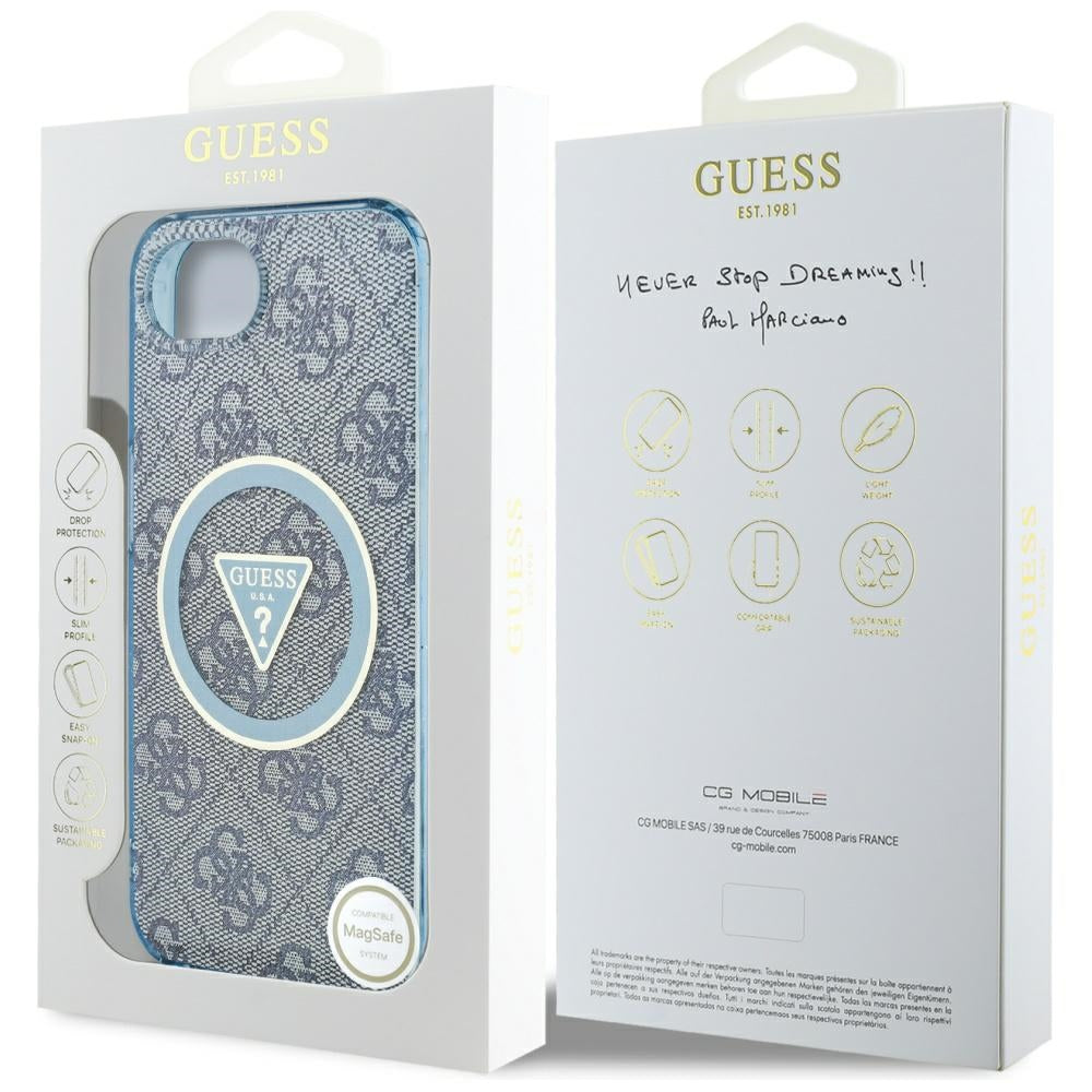 Guess - IML Metal Glitter 4G Circle Triangle MagSafe (GUHMPSE4HG4PRTGB) - iPhone 16e / iPhone 17e - Blue