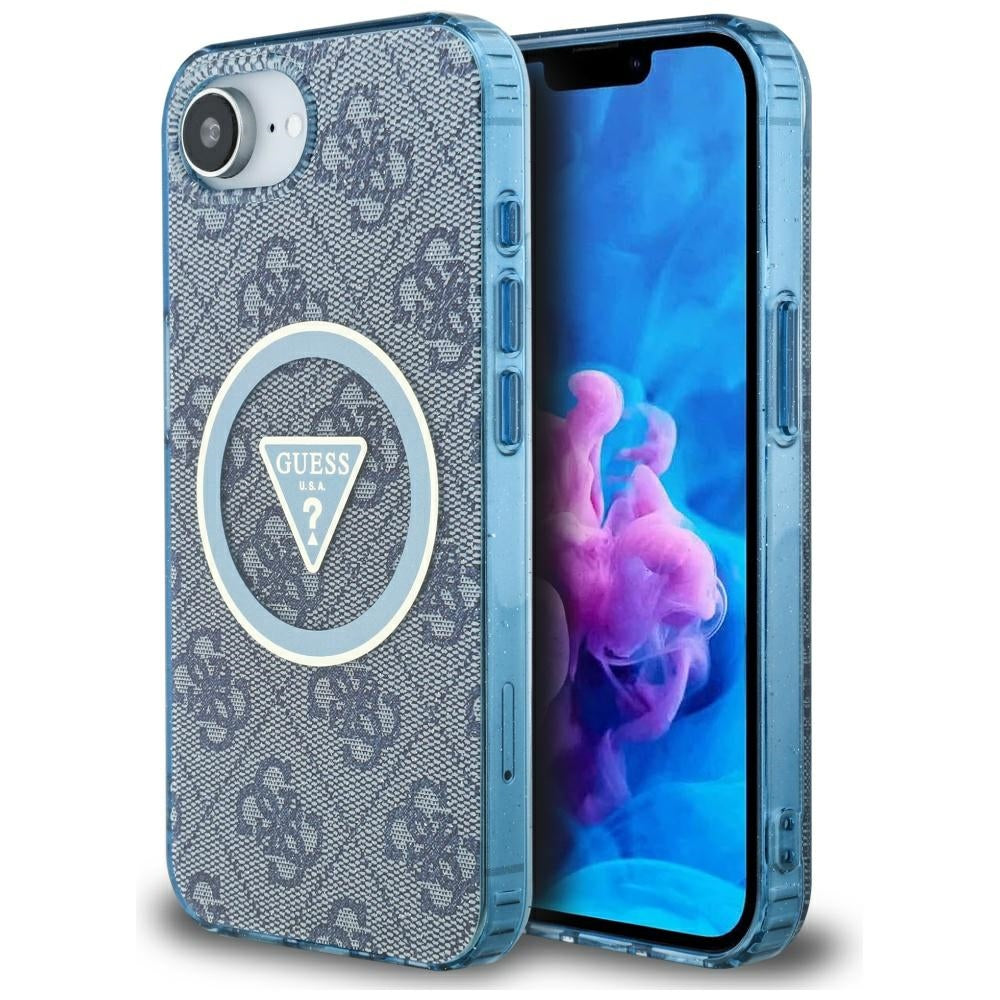 Guess - IML Metal Glitter 4G Circle Triangle MagSafe (GUHMPSE4HG4PRTGB) - iPhone 16e / iPhone 17e - Blue