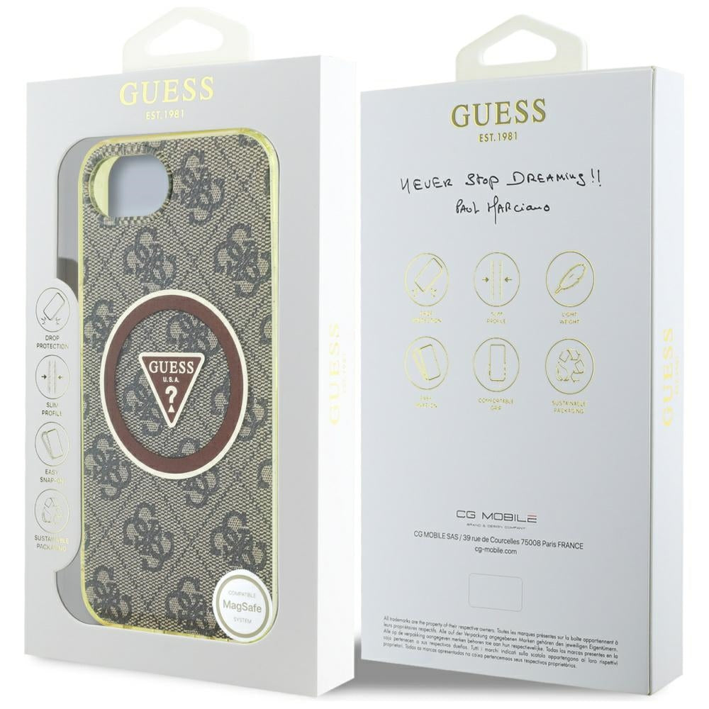 Guess - IML Metal Glitter 4G Circle Triangle MagSafe (GUHMPSE4HG4PRTGW) - iPhone 16e / iPhone 17e - Brown