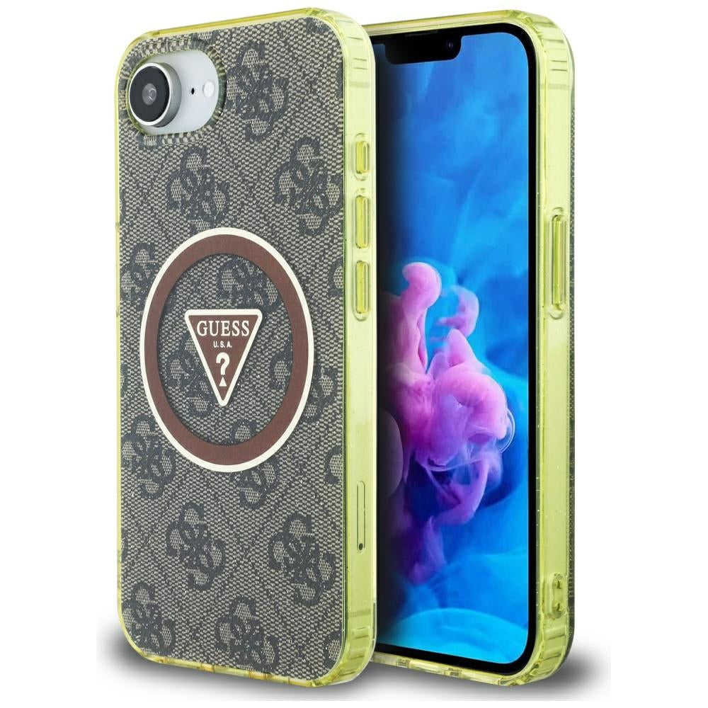 Guess - IML Metal Glitter 4G Circle Triangle MagSafe (GUHMPSE4HG4PRTGW) - iPhone 16e / iPhone 17e - Brown