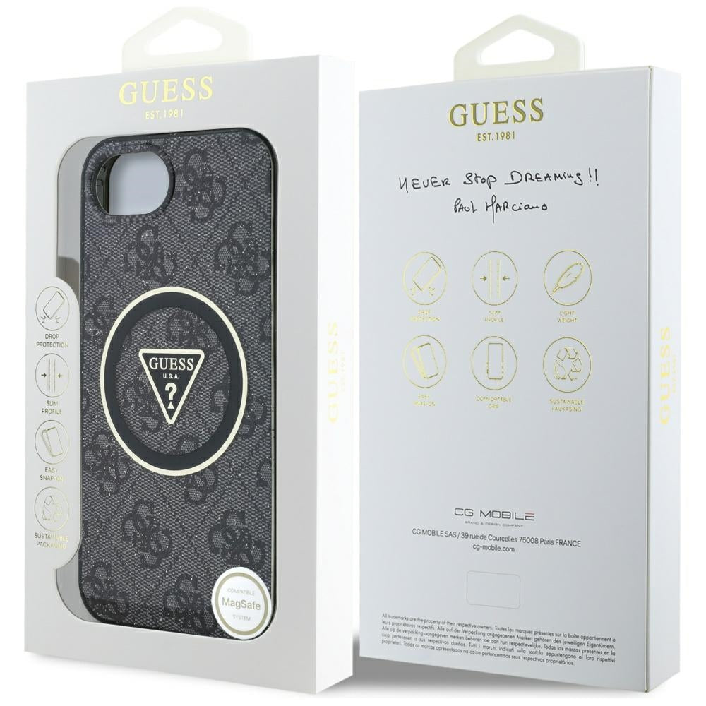 Guess - IML Metal Glitter 4G Circle Triangle MagSafe (GUHMPSE4HG4PRTGK) - iPhone 16e / iPhone 17e - Black