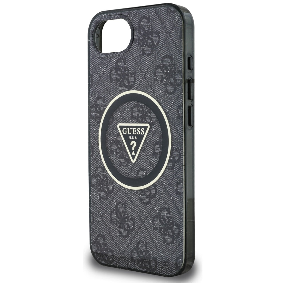 Guess - IML Metal Glitter 4G Circle Triangle MagSafe (GUHMPSE4HG4PRTGK) - iPhone 16e / iPhone 17e - Black