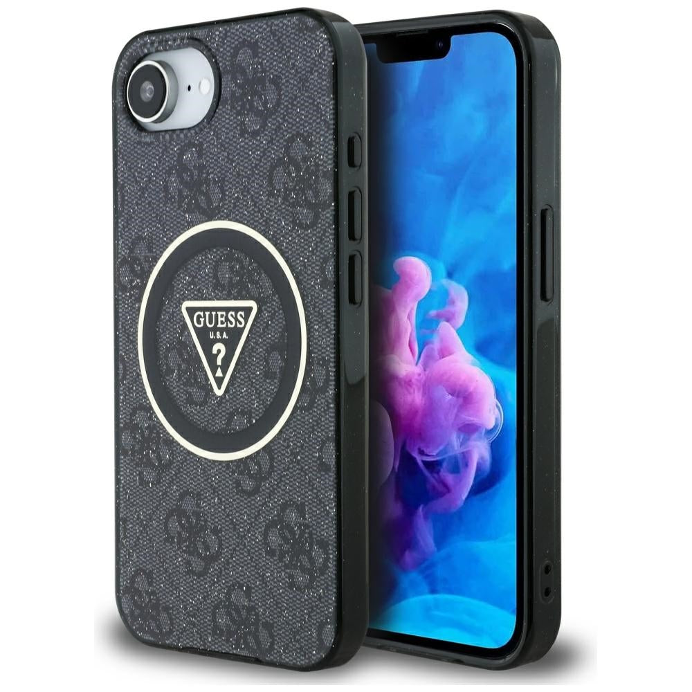 Guess - IML Metal Glitter 4G Circle Triangle MagSafe (GUHMPSE4HG4PRTGK) - iPhone 16e / iPhone 17e - Black
