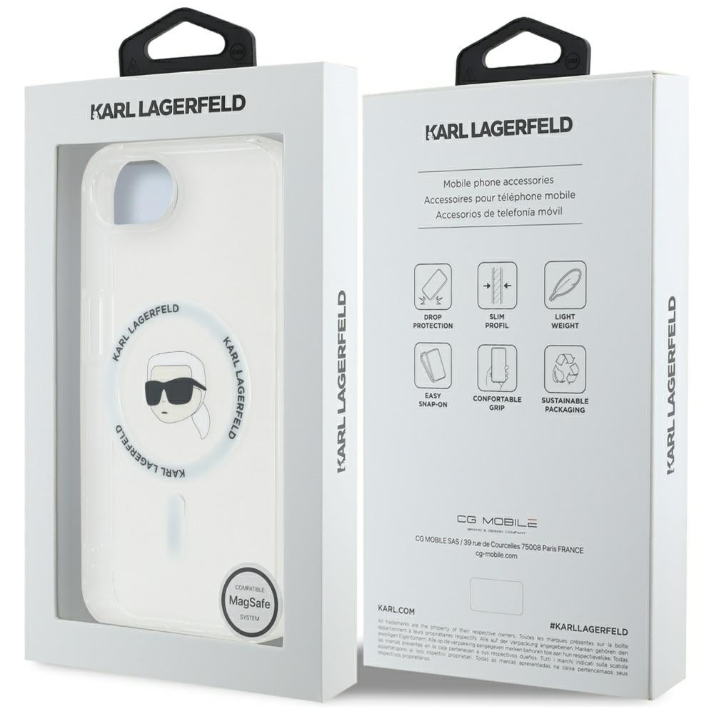 Karl Lagerfeld - IML MagSafe (KLHMPSE4HLSKIH) - iPhone 16e / iPhone 17e - White Karl`s Head