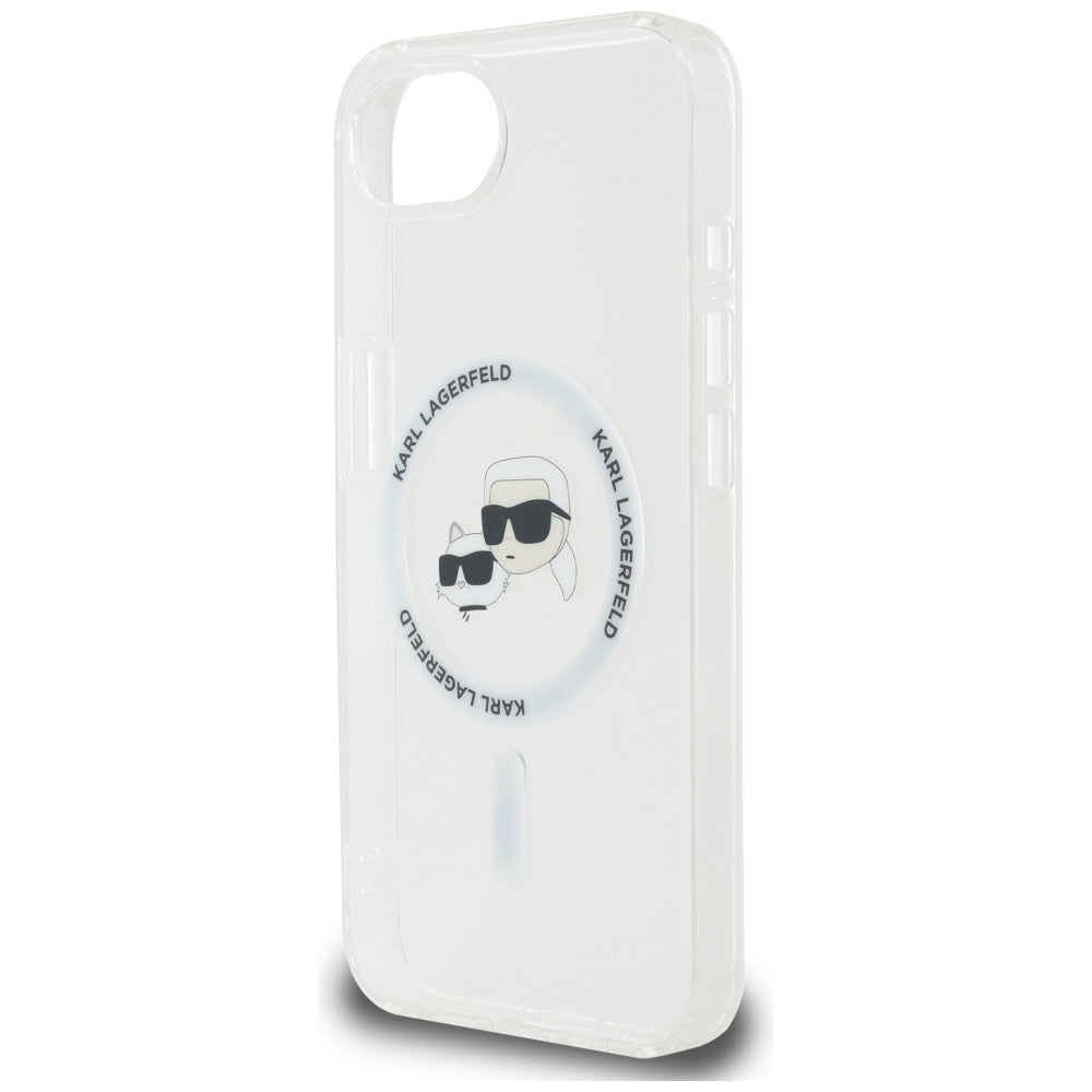 Husa pentru iPhone 16e / iPhone 17e - Karl Lagerfeld IML MagSafe (KLHMPSE4HLSKCH) - White Metal Karl&Choupette Head