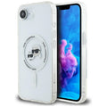 Husa pentru iPhone 16e / iPhone 17e - Karl Lagerfeld IML MagSafe (KLHMPSE4HLSKCH) - White Metal Karl&Choupette Head